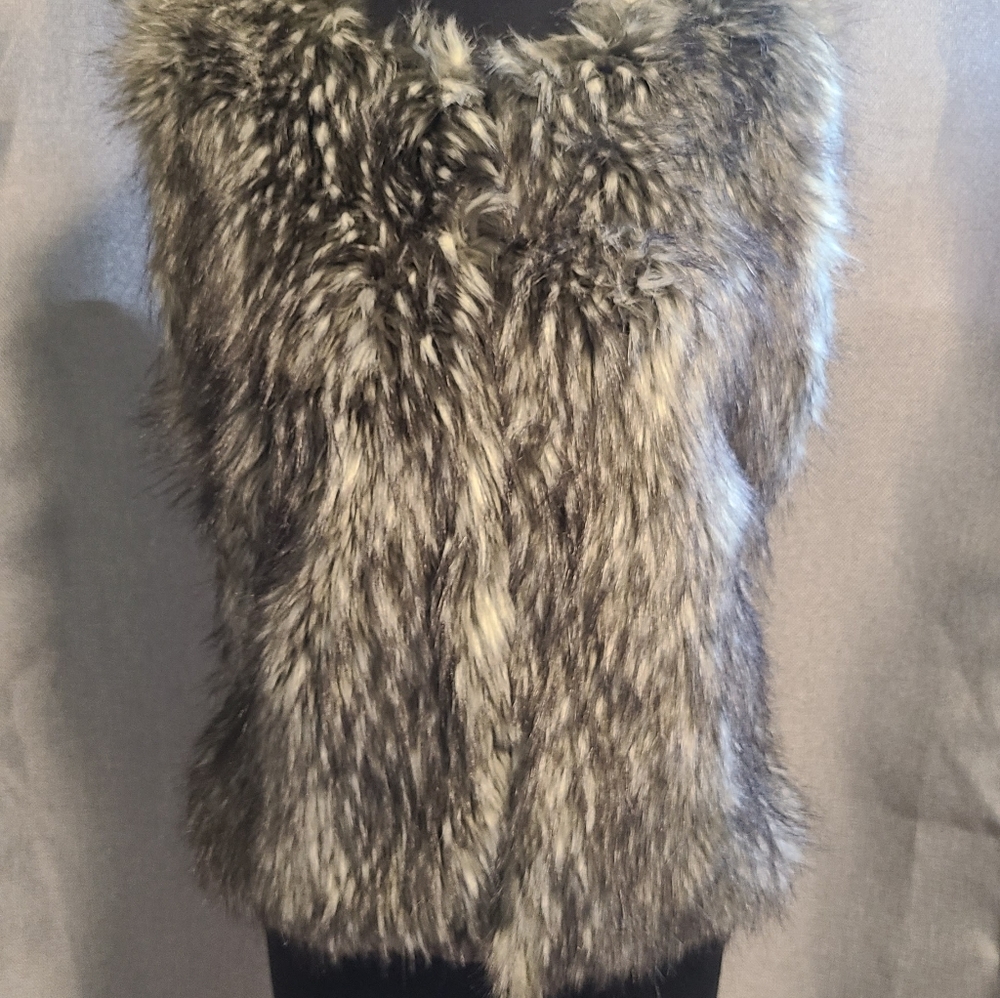 Silver faux fur vest